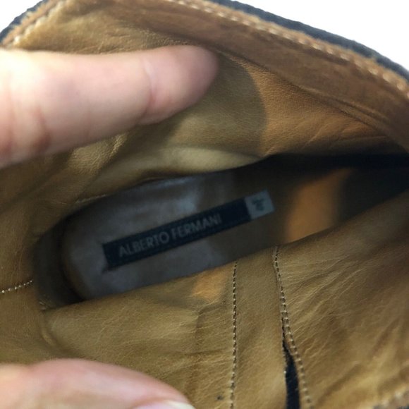 Alberto Fermani Brown Leather Suede Side zip Ankle Boot Retro Rustic Western 37 - Picture 7 of 7